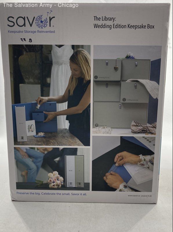Savor Tan Blue Storage Reinvented The Library : Wedding Edition Keepsake Box