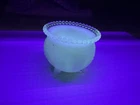 RARE VTG Degenhart Opalescent  White Glass Gypsy Pot Cauldron Toothpick Holder