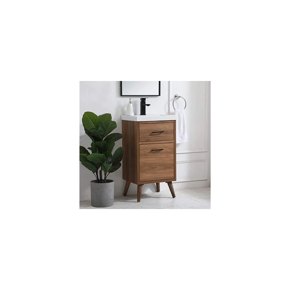 Elegante tocador de baño decoración 18 pulgadas en marrón nogal Foto 2 de 2