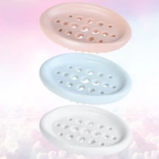 3 Pcs Soap Drainer Silicone Soap Dish Bathroom Soap Holder Tray Hollow Out