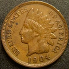 1904 Indian Head Cent - Sharp LIBERTY & Most the Diamond Details Show on Ribbon