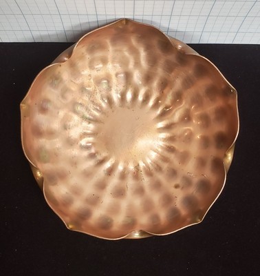 Vintage Gregorian Copper Solid Hammered Cripped Edge Bowl Signed 313 USA
