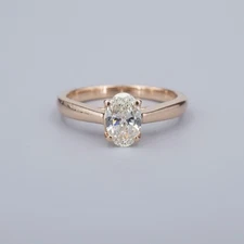 14k Rose Gold 0.7ct Diamond Oval Solitaire Engagement Ring Size 6.5 GIA RG4835