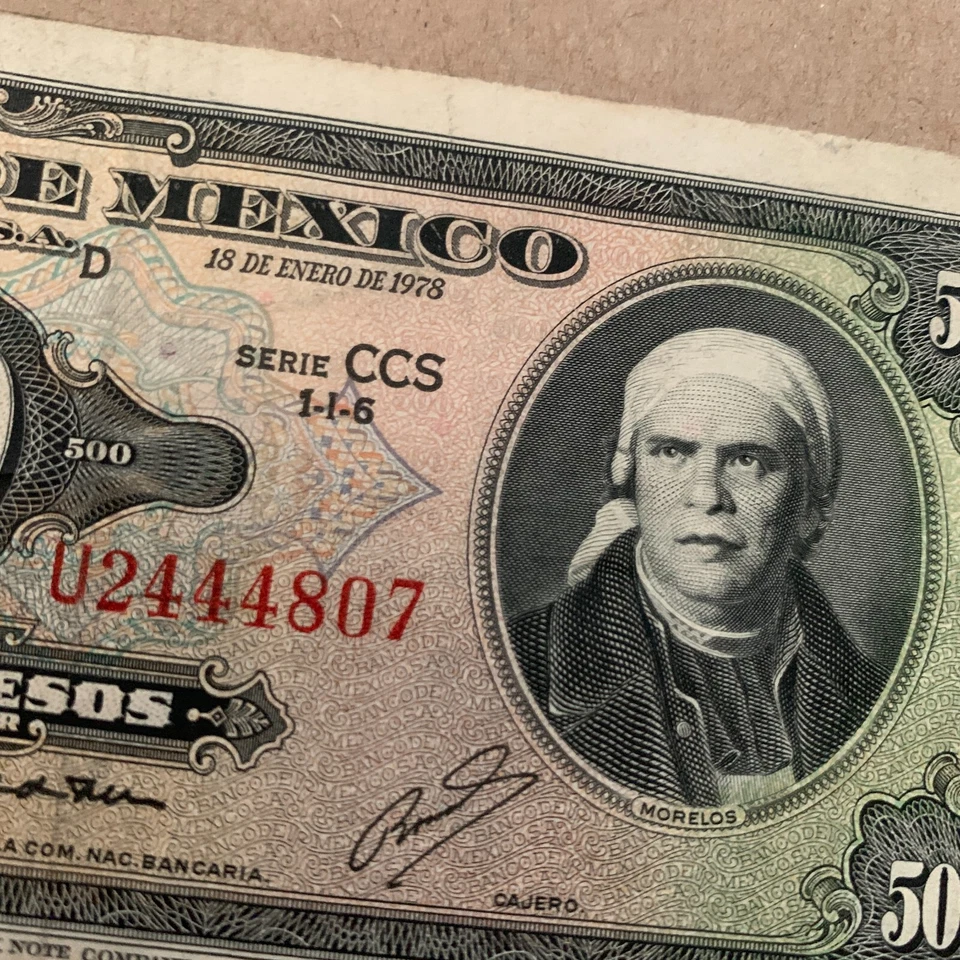 🇲🇽 Billete de 500 pesos de México 1978 en estado bastante bueno moneda mexicana American BC Foto 2 de 4