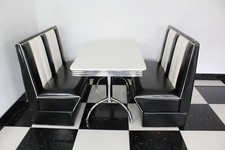 American Diner Furniture 50s White Table And Black Booth Set Commercial Grade