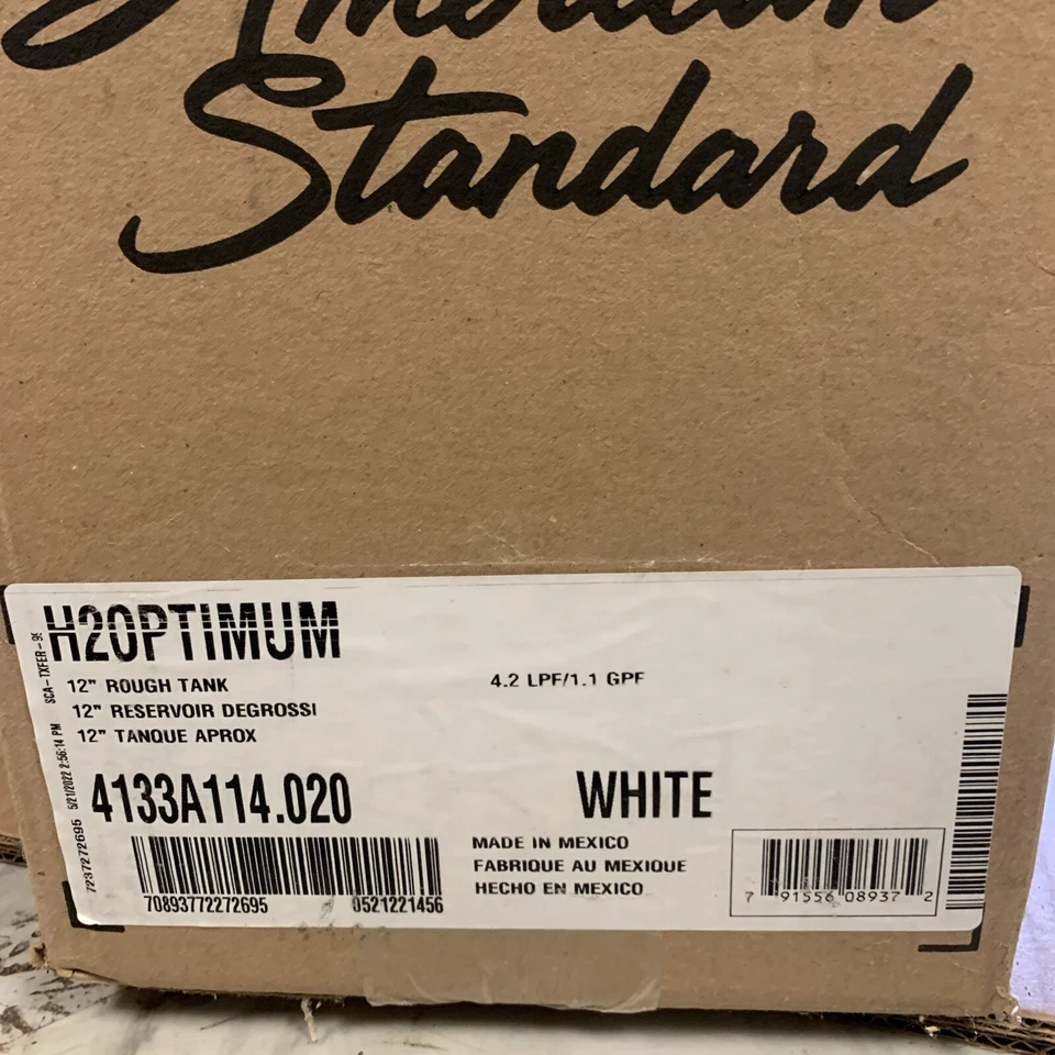 American Standard 4133A114.020 H2Optimum 1.1 gpf 12" Rough Tank Only - White - Image 3 of 4
