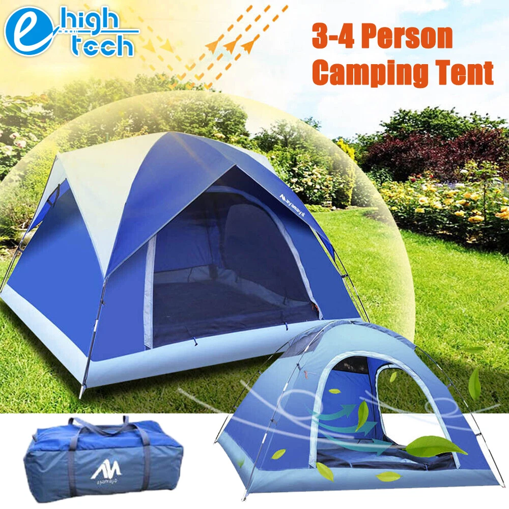 3-4 Person Camping Tent Waterproof Double Layer Easy Setup for Camping Traveling