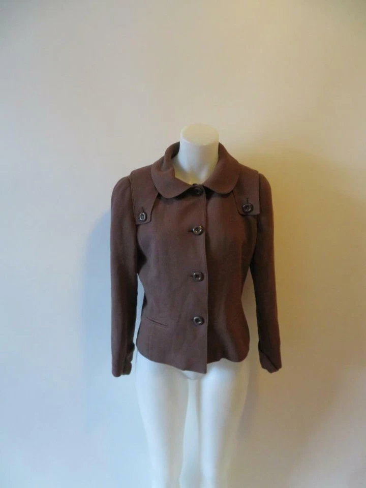 CHAQUETA BLAZER MUJER LUCA LUCA MARRÓN SEDA TALLA IT 48/US 16 * Foto 4 de 4