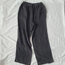 Grade & Gather Gauze Pants Size M Black Wide Leg Lagenlook Pull On Pockets