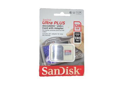 SanDisk Ultra Plus 128GB microSDXC UHS-I Memory Card - SD-SQUB3-128G-ANCIA SEALD