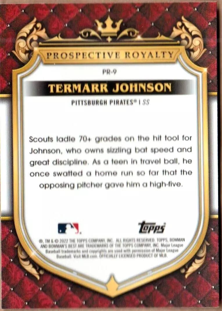 Termarr Johnson 2022 Bowman's Best Prospective Royalty - Atomic Refractor  #PR-9 Price Guide - Sports Card Investor