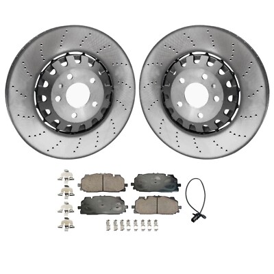 SHW OEM Front Brake Kit Drilled Rotors Akebono Ceramic Pads for RS5 S5 Sportback