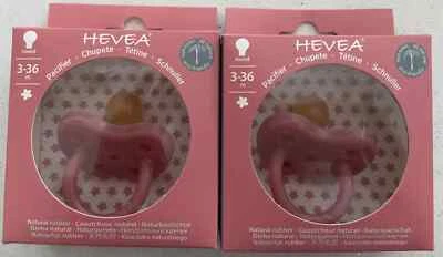 HÉVÉA 2 x Hevea Natural Round Pacifier / Dummy, Plastic Free, 3-36 Months, Watermelon