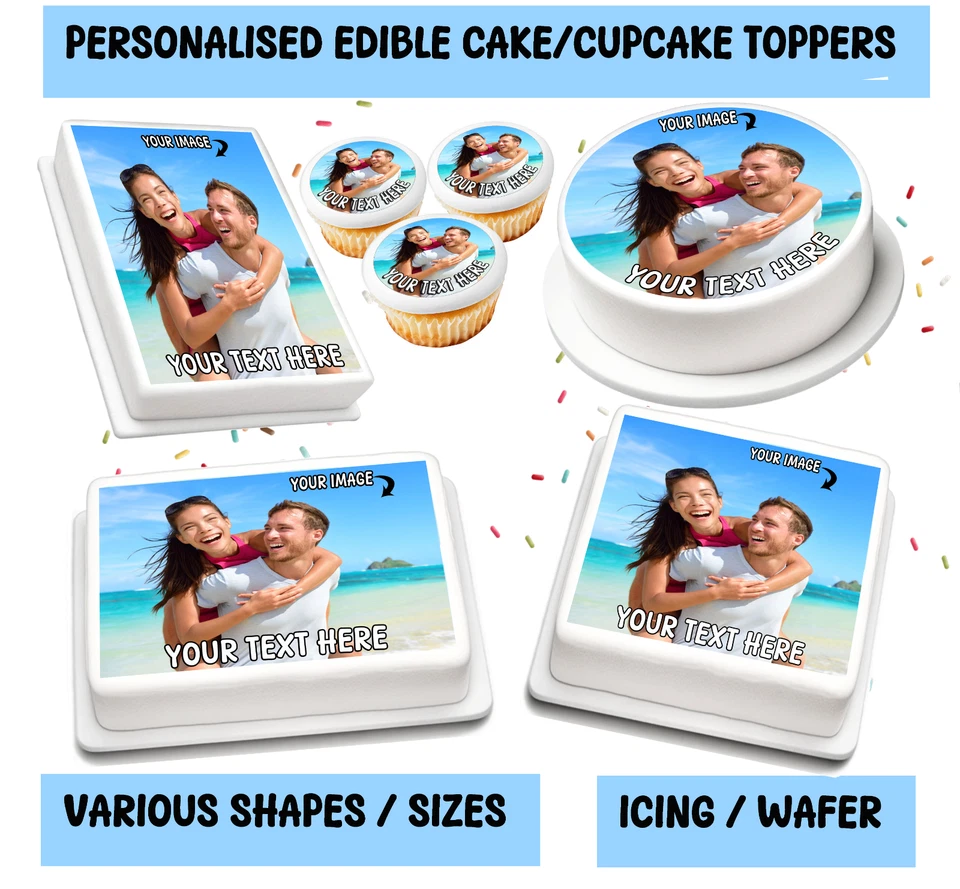 KEYDOTS EDIBLE CAKE TOPPER PERSONALISED with YOUR PHOTO / LOGO / MESSAGE - WAFER/ICING