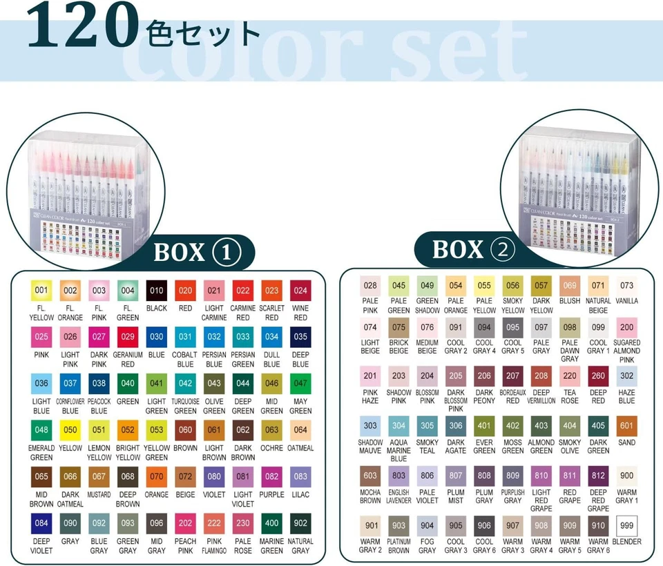 Kuretake ZIG Clean Color Pen 120 Colors Real Brush RB-6000AT/120V from Japan - Image 3 of 4
