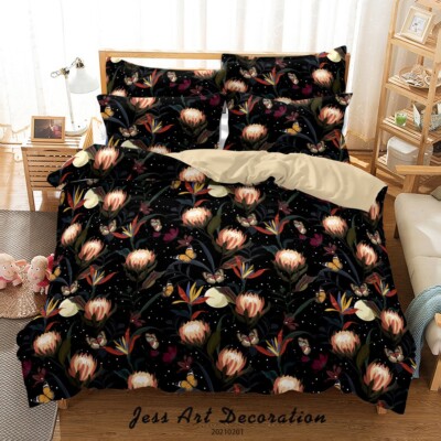 3D Floral Leaves Pattern Butterfly Quilt Cover Set Bedding Sets Pillowcases 64