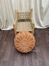 Asthetic Looking Unstuffed Ottoman Leather Moroccan Pouffe 24''