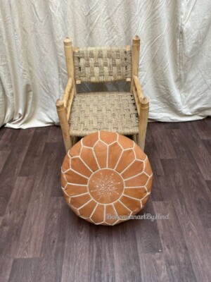 Asthetic Looking Unstuffed Ottoman Leather Moroccan Pouffe 24''