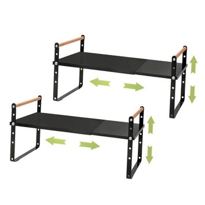 Expandable Kitchen Countertop Shelf 2 Pack--7.08''D*13-20''W*10.8''H Black