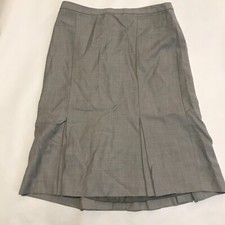 Ann Taylor Loft Skirt Womens 6 Gray Patterned Wool Blend Pleated Hem 23.5"