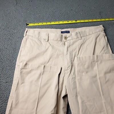 Lands End Chino Pants Mens 36 x 29L Tan Khaki Casual Flat Front