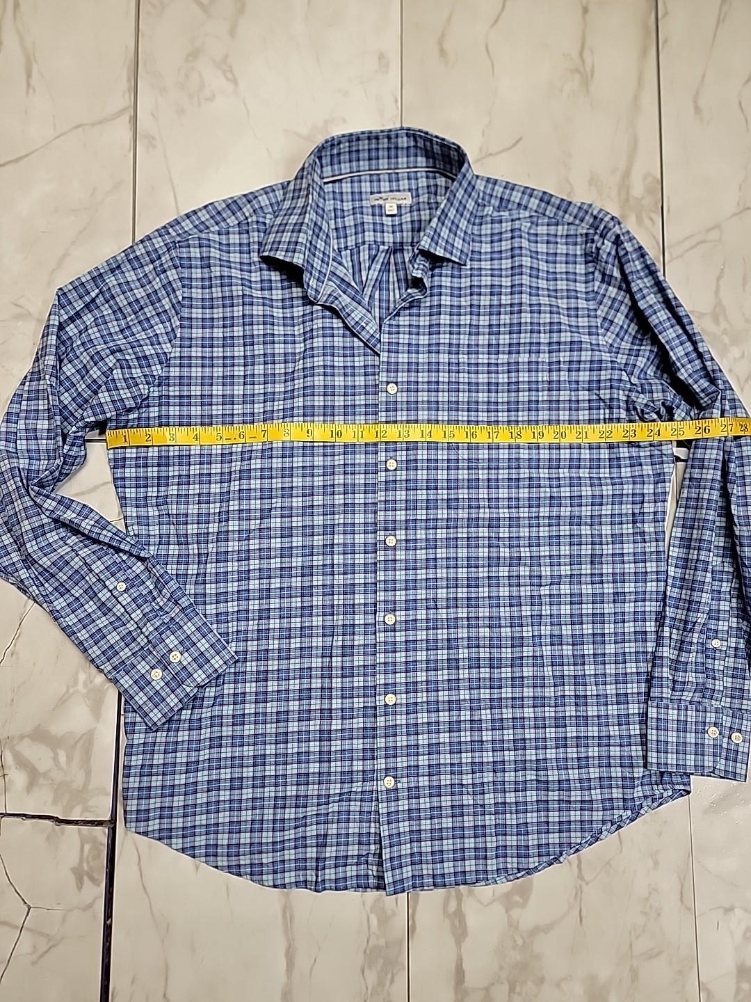 Peter Millar Performance Checkered Blue Button-Up… - image 3