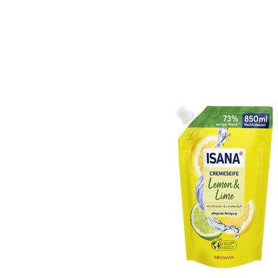 1x850ml Isana Cremeseife Seife Lemon & Lime mit Zitronen- & Limettenduft  vegan