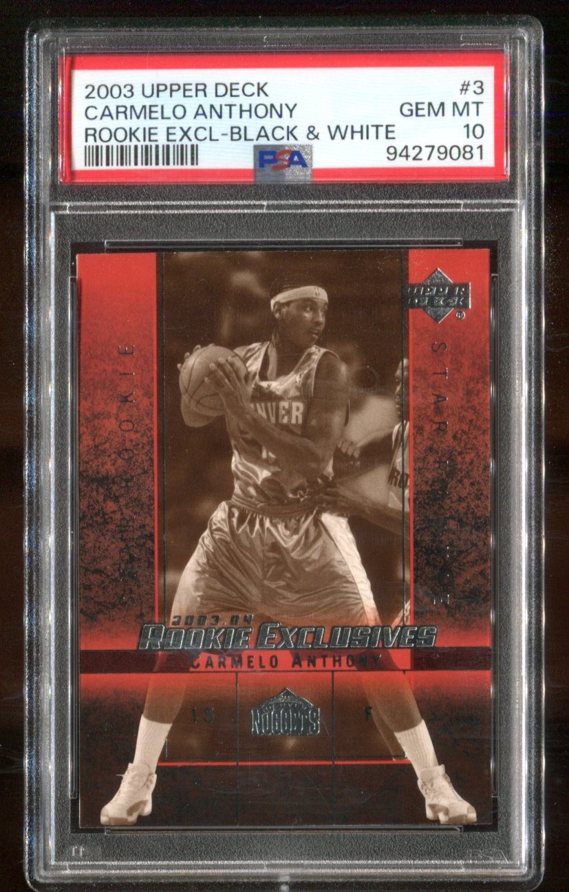 2003 Upper Deck Carmelo Anthony Rookie Exclusives Black & White #3 PSA 10