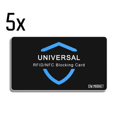 5x RFID Blocking Cards – Credit Debit Card Protector Bank Wallet Blocker Safe