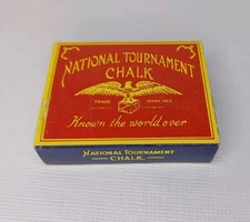 Vintage National Tournament Chalk Pool Billiards Cue Stick Chalk Blue Cubes USA