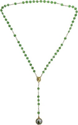 Light Green Saint Jude Rosary, Round Medal, Rosario De San Judas Tadeo, Beads