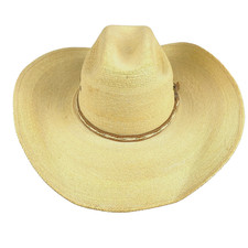 Genuine Mexican Palm Natural Straw Hat Cowboy Western Banded 6 3/4 VTG