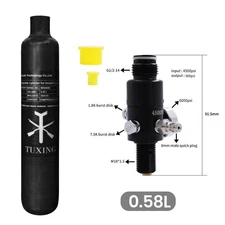 TUXING 4500Psi 0.58L PCP Carbon Fiber Air Tank with Regulator ValveOutlet:800Psi