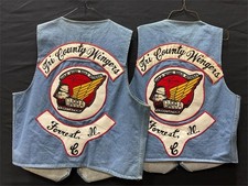   Vintage 80s Denim Honda Biker Vest Pair  Patch Cut Motorcycle Vest Set   XL