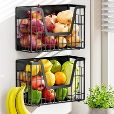 Juego de 2 contenedores magnéticos de almacenamiento de patatas y cebollas para nevera cesta magnética de frutas