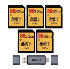 Kodak 32GB Class 10 UHS-I U1 SDHC Memory Card 5 Pack Bundle