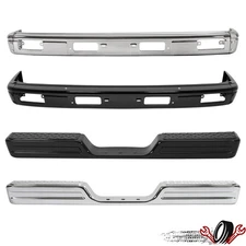 Front / Rear Step Bumper Face Bar For Toyota Pickup 1984-1988 W/ Fog Light Holes