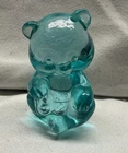 Fenton Glass Bear Turquoise Figurine - Sitting Bear Aqua 2.75"