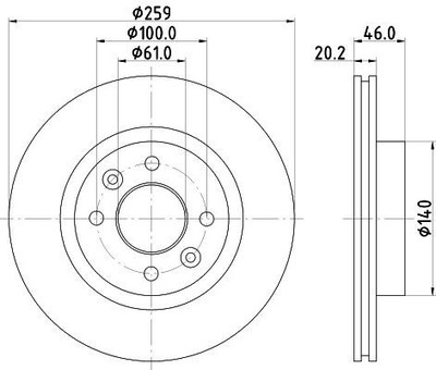 2X Mintex MDC366 Front Brake Discs 259mm Vented Fits Renault 18 25 Espace Fuego