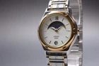 Vintage [Near MINT] Seiko Alba V338-6B10 MoonPhase Round Mens Quartz Watch JAPAN