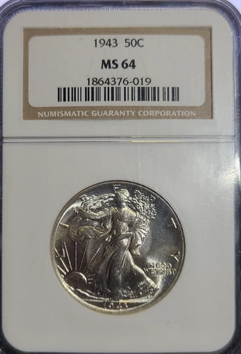 1943 NGC MS64 Walking Liberty Half Dollar / Beautiful Old Coin!