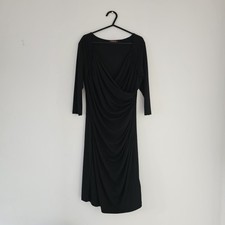 Savoir Black Ruched Midi Dress Size 14 Very Good Condition