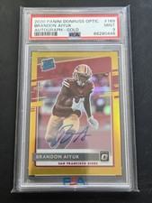 BRANDON AIYUK 2020 DONRUSS OPTIC RATED ROOKIE GOLD RC AUTO /10 PSA 9
