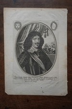 GASTON D'ORLEANS (1608-1660). PORTRAIT ENGRAVING 18th century FILS DE FRANCE