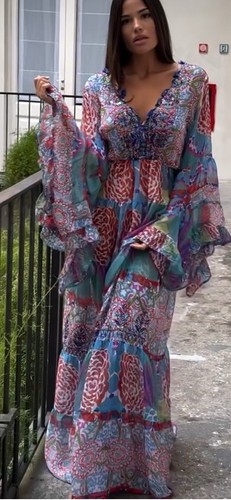 Antica Sartoria 2024 Aqua BUNTES langes Kleid wunderschön Einheitsgröße - Bild 4 von 6