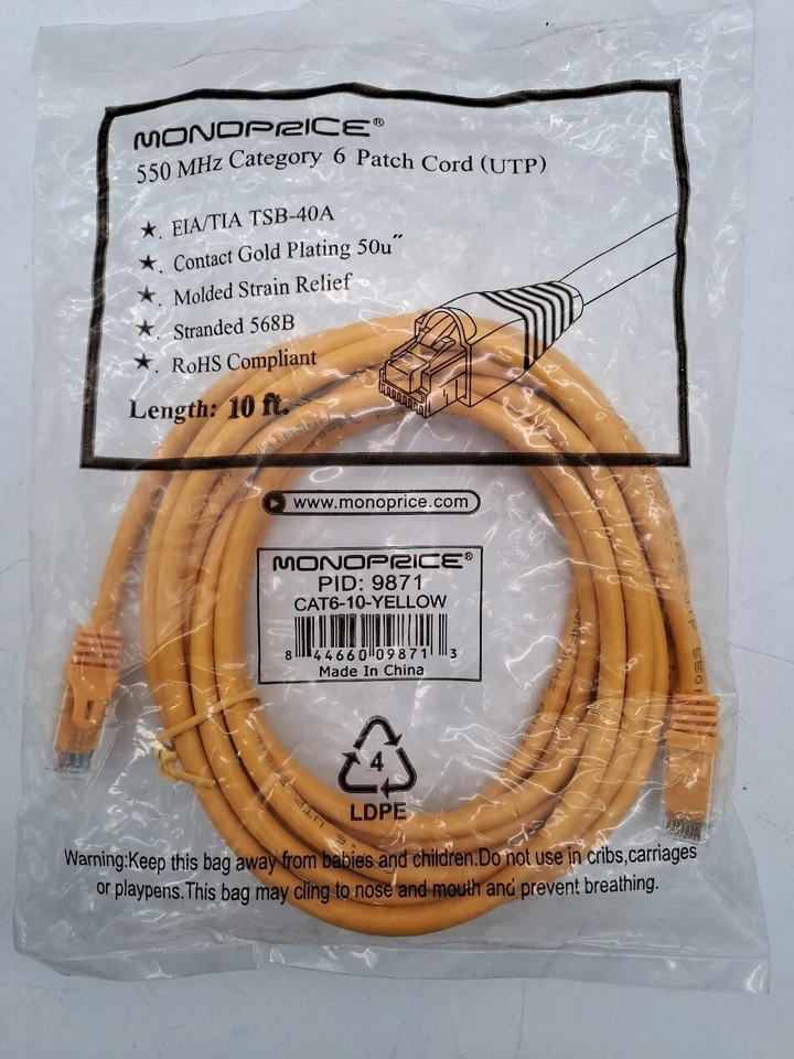 Lot of 54 MONOPRICE Cat6-10-Yellow 9871 - Image 2 of 4