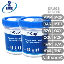 NEW Mintegrity Drug Test 12-Panel T-Cup Urine Home Kit 2-Pack #MI-TDOA-7125A3