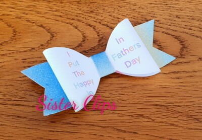 Girls Handmade my daddy my hero happy fathers day glitter 4/" Hair bow clip