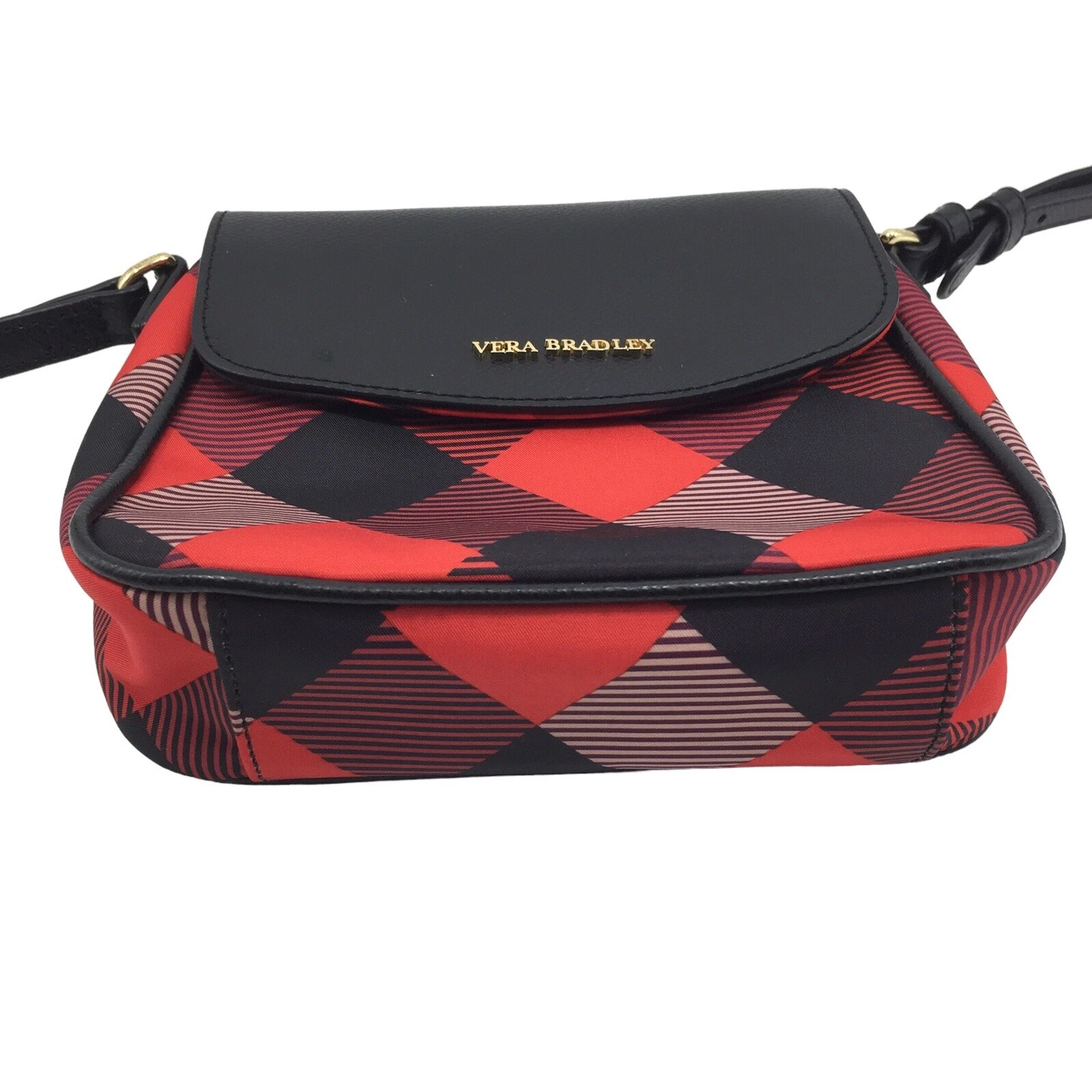 Mini borsa a tracolla Vera Bradley donna piccola a scacchi di bufalo rosso nero
