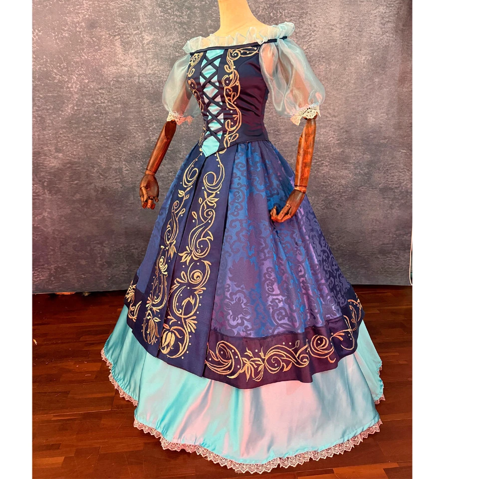 The Little Mermaid Ariel Cosplay Embroidery Luxury Dress Blue Party Costume - Image 4 of 4